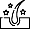 Icon showing hair follicle with sparkles